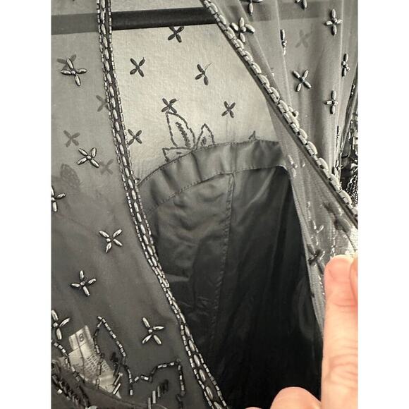 Vintage Black Tie Oleg Cassini black beaded classic timeless cocktail dress sz 8 - Picture 15 of 16